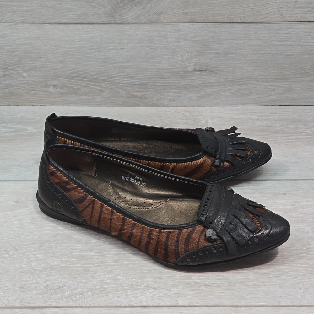 Born Women The Pointed Toe Leather Hair Loafer Slip on shoes sz 9